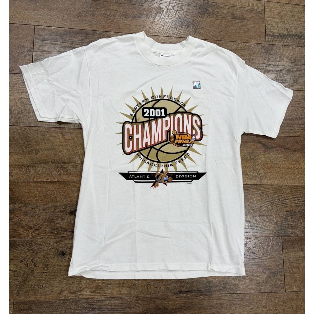 NWT Vintage 2001 Philadelphia 76ers NBA Finals Champions Graphic Tee Medium - Picture 1 of 9